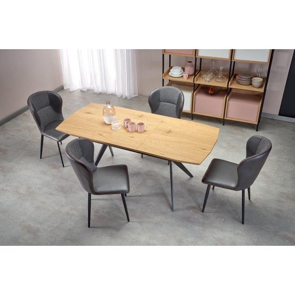 Table  manger Assis 140-180 x 80 cm - Chne/noir