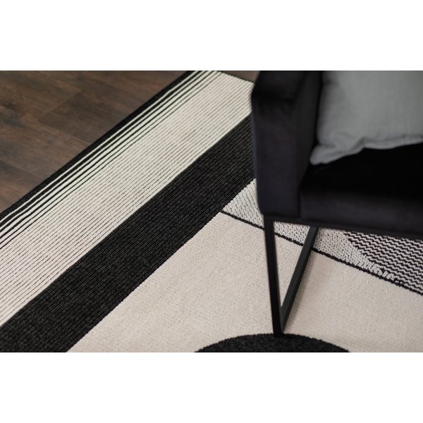 Tapis tiss plat moderne Venus Noir/Blanc