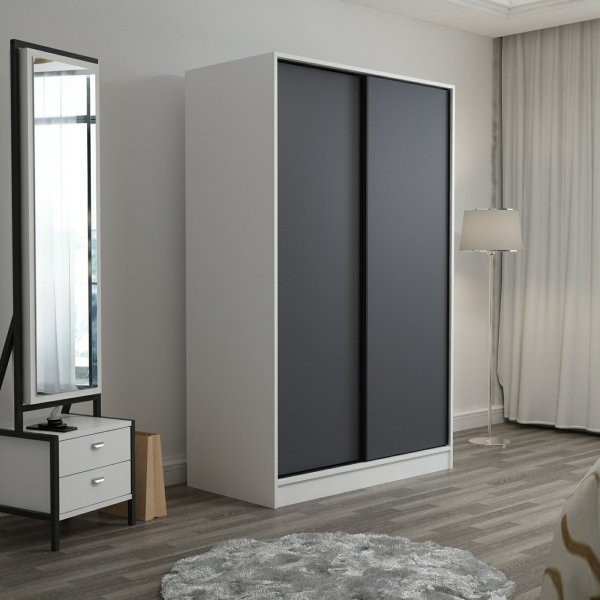 Kapusta kledingkast 120 cm - Wit/antraciet Kapusta kledingkast 120 cm - Wit/antraciet