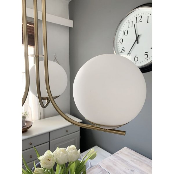 Orfeus plafondlamp - Mat messing/opaalwit