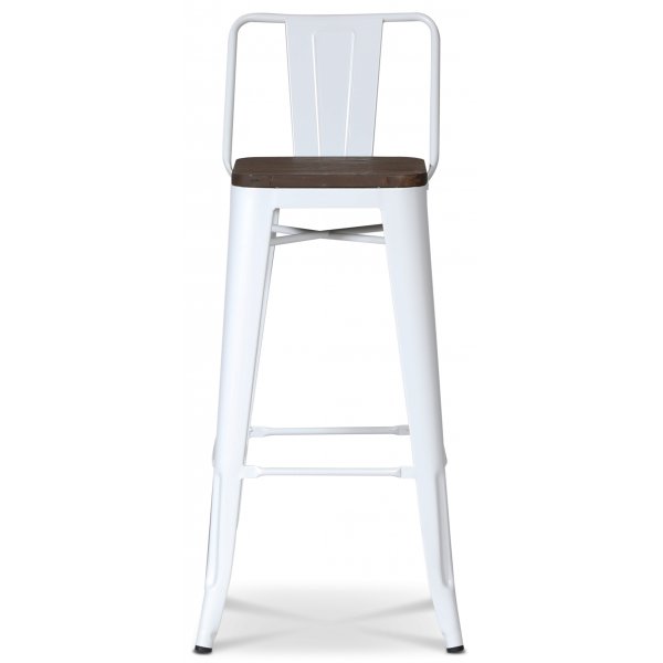 France Barstol i metall - Vit / Brunt tr�