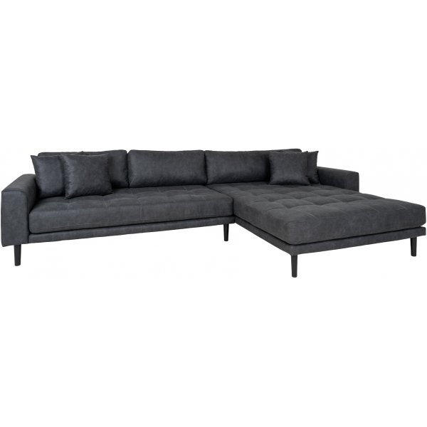 Canap divan Lido droit - Microfibre gris fonc