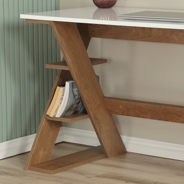 Lungo skrivbord 140 x 60 cm - Mörk ek/vit Lungo skrivbord 140 x 60 cm - Mörk ek/vit