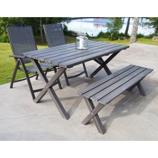 Scottsdale utegrupp bord 150 cm inkl 2 st Solana positionsstol & bnk -Shabby Chic gr + Flckborttagare fr mbler