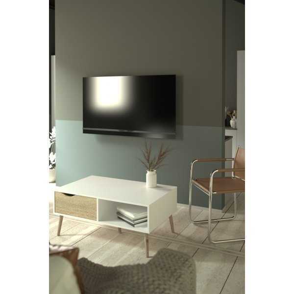 Oslo soffbord 99 x 39 cm - Vit/ek Oslo soffbord 99 x 39 cm - Vit/ek