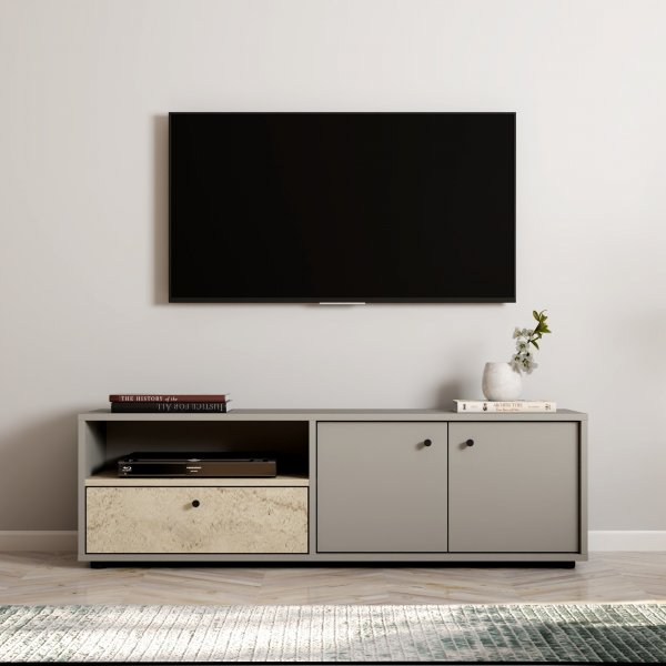 Pao TV-bänk - Grå/travertin Pao TV-bänk - Grå/travertin