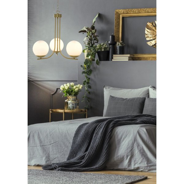 Orfeus plafondlamp - Mat messing/opaalwit