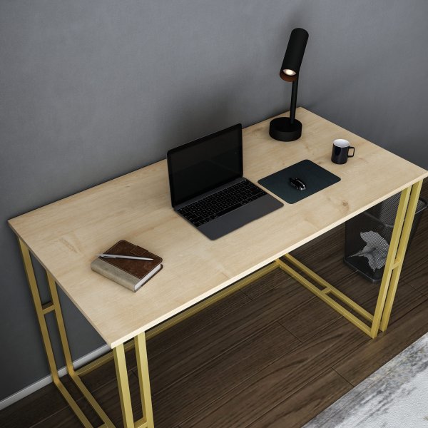 Kane skrivbord 120 x 60 cm - Guld/ek Kane skrivbord 120 x 60 cm - Guld/ek