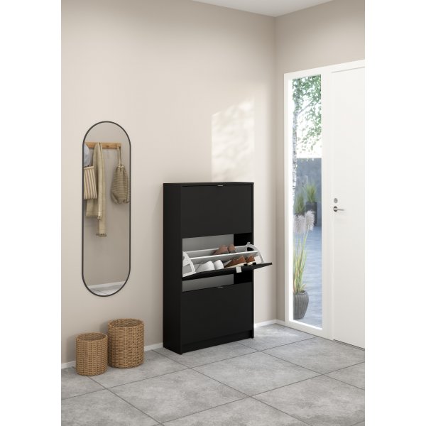 Skoskåp med 3 lutbara dörrar - Matt svart Skoskåp med 3 lutbara dörrar - Matt svart