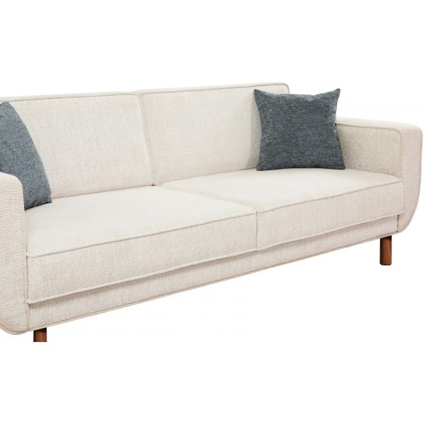 Canap lit Berjer 3 places - Crme/noyer