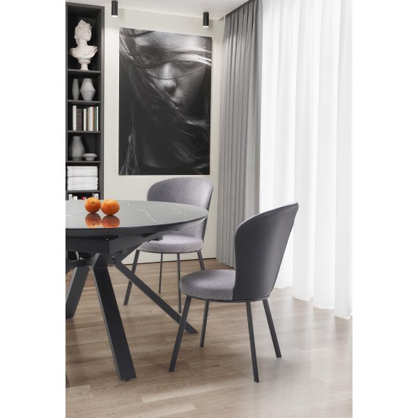 Dizzy ronde eettafel 130x130-180 cm - Zwart marmer effect