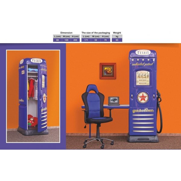 Bensinpump garderob nedfllbart skrivbord - Valfri frg