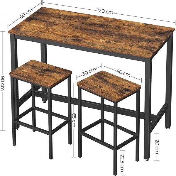 Set de table bar Gunnar 120 x 60 cm - Marron/noir