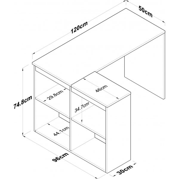 Bureau d\\\'angle Haylie 120x50 cm - Chêne/blanc Bureau d\\\'angle Haylie 120x50 cm - Chêne/blanc