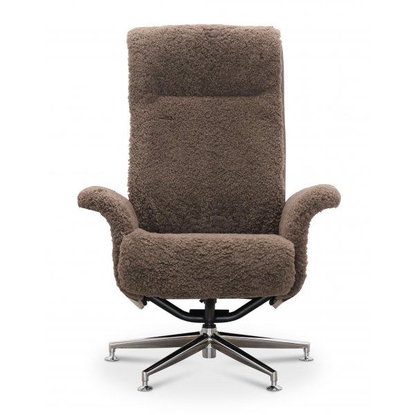 Frskinnsftlj med fotpall - ek/brun - Ulla + Mbeltassar