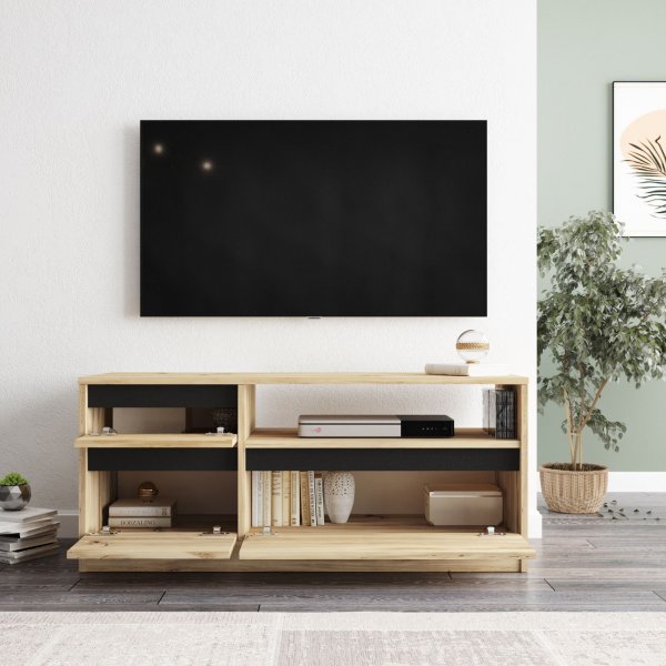 Luvio TV-bänk 7 - Ek/svart Luvio TV-bänk 7 - Ek/svart