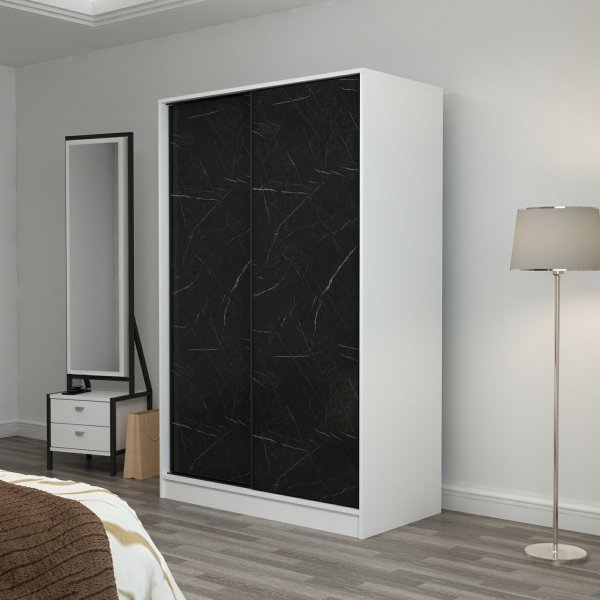 Armoire Kapusta 120 cm - Blanc/pierre