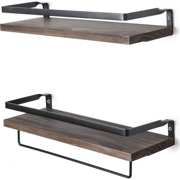 Walter wandplank 40 cm - Zwart/walnoot Walter wandplank 40 cm - Zwart/walnoot