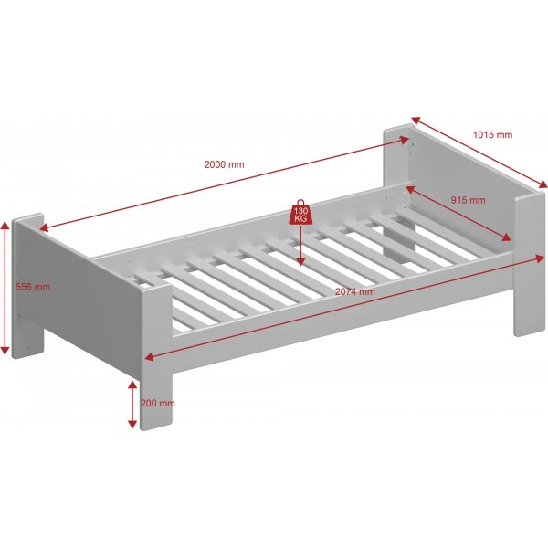 Voor kinderen eenpersoonsbed 90 x 200 cm - Ijswit