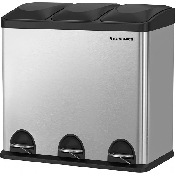 Poubelle Luan 54 l - Argent/noir