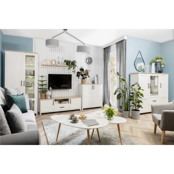 Table basse Triango 110 x 85 cm - Blanc/chne sonoma