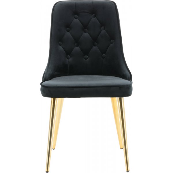 Chaise en tissu noir avec pieds en laiton