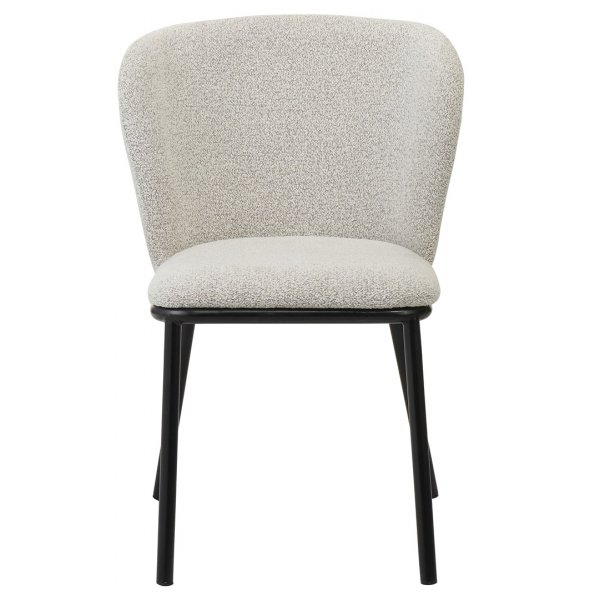 Stol beige boucle svarta ben + Stolsdyna Stol beige boucle svarta ben + Stolsdyna