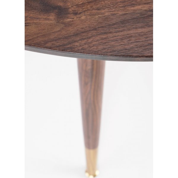 Table à manger en noyer de 110 cm de diamètre avec détails dorés Table à manger en noyer de 110 cm de diamètre avec détails dorés