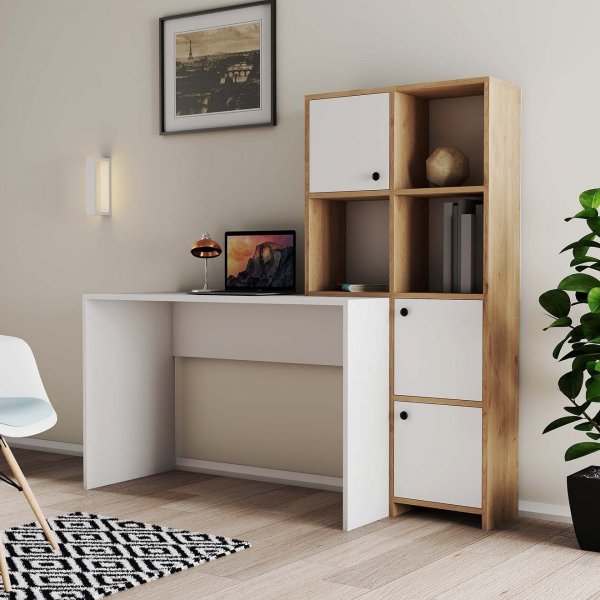 Bureau Silence 156,8 x 51,5 cm, droite - Blanc/chêne Bureau Silence 156,8 x 51,5 cm, droite - Blanc/chêne