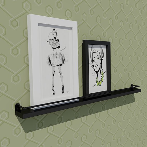 Ester tavelhylla - 60 cm (svart)