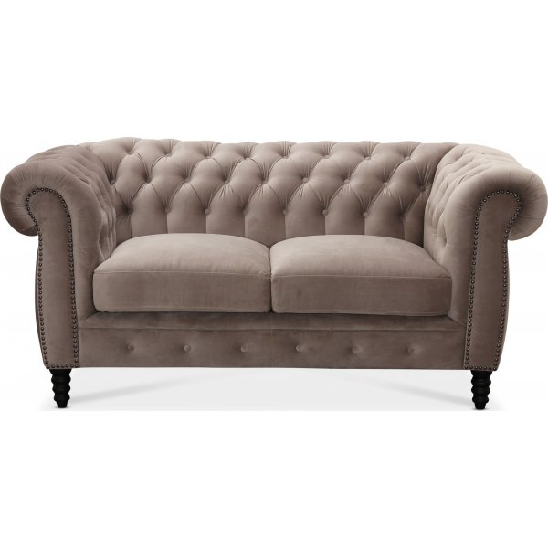 Chesterfield Cambridge 2-sits soffa - Ljusgr sammet