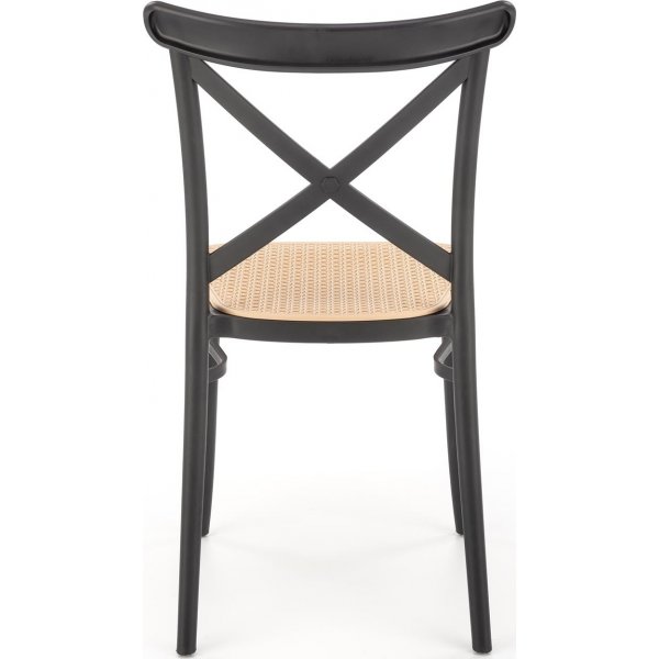 Chaise de salle  manger empilable Cadeira 512 - Noir/rotin