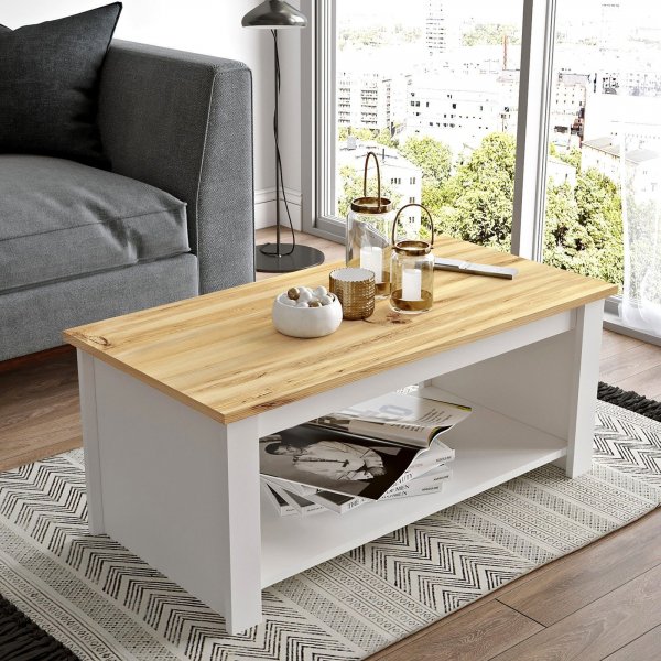 Luvio soffbord 14, 100x50 cm - Ek/vit