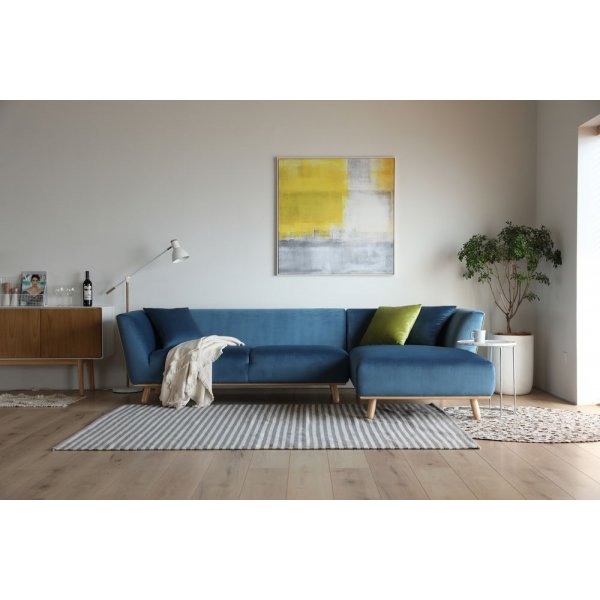 Divansoffa bl med runda trben - Hansa