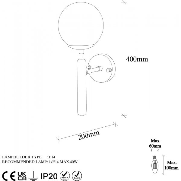 King wandlamp 11458 - Goud/wit