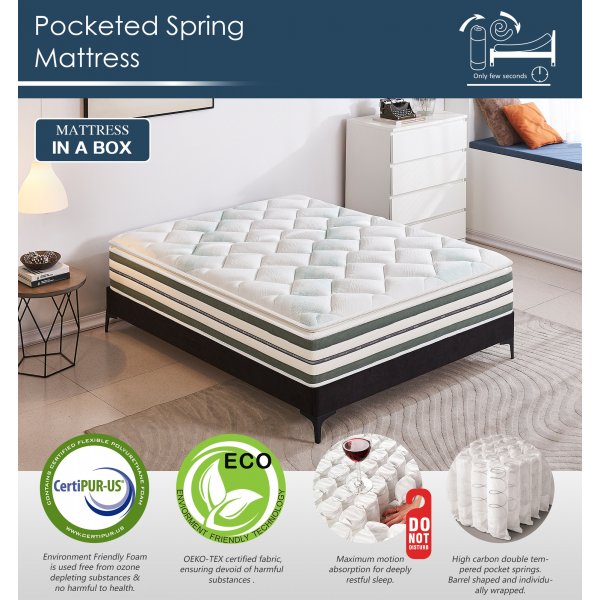 Matras met ingebouwde matrasbeschermer - Pocketsysteem 5-zone Matras met ingebouwde matrasbeschermer - Pocketsysteem 5-zone