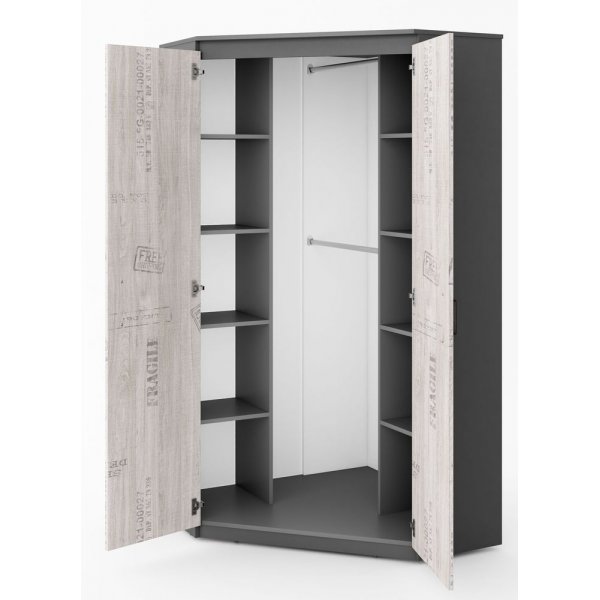 Deena hrngarderob - Graphite/ek