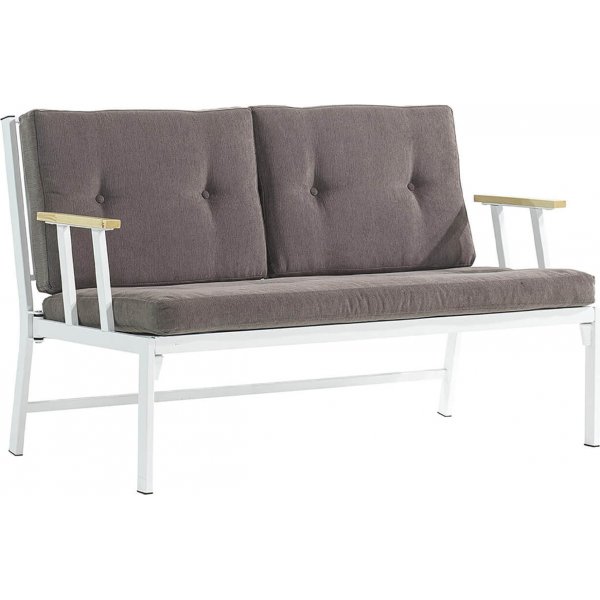 Lotus 2-sits utesoffa - Vit/brun + Flckborttagare fr mbler