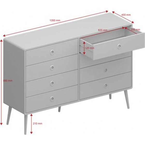 Softline byrå med 8 lådor - Vit Softline byrå med 8 lådor - Vit
