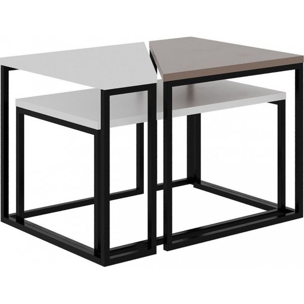 Oladin soffbord 64 x 45 cm - Vit/ljus mocka