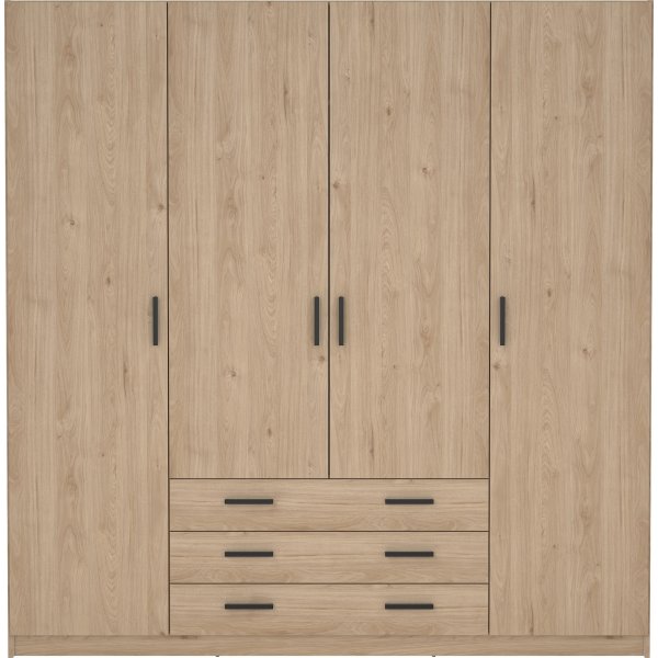 Sprint garderob med 4 dörrar och 3 lådor - Hickory Sprint garderob med 4 dörrar och 3 lådor - Hickory