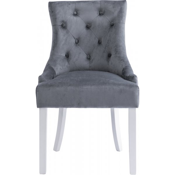 Tuva matstol grå med vita ben och nitar + Fläckborttagare för möbler Tuva matstol grå med vita ben och nitar + Fläckborttagare för möbler