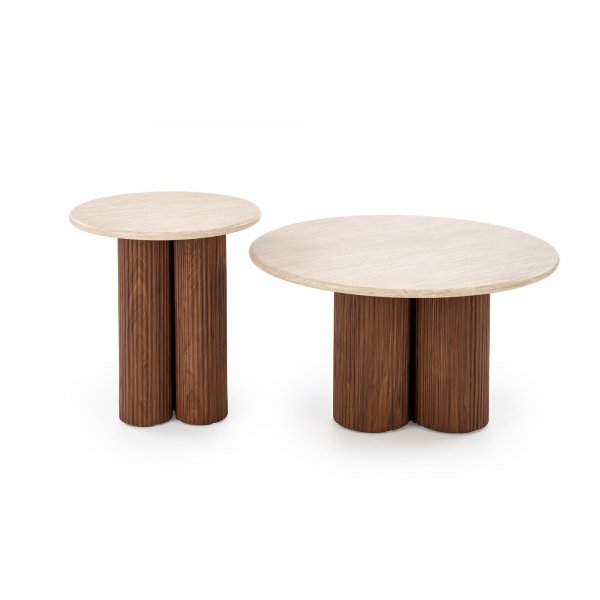 Soffbord mocca med Travertintopp 80 cm Soffbord mocca med Travertintopp 80 cm
