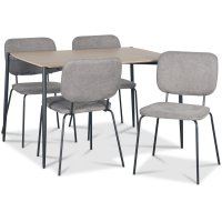 Lokrume matgrupp 120 cm bord i ljust trä + 4 st Lokrume grå stolar
