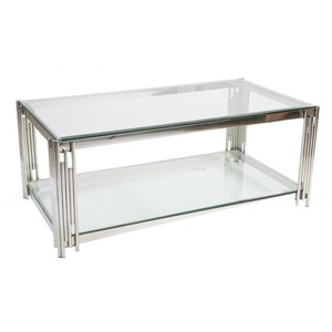 Prato soffbord 130 cm – Krom/glas – Glasbord, Soffbord, Bord