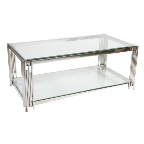Prato soffbord 130 cm - Krom/glas