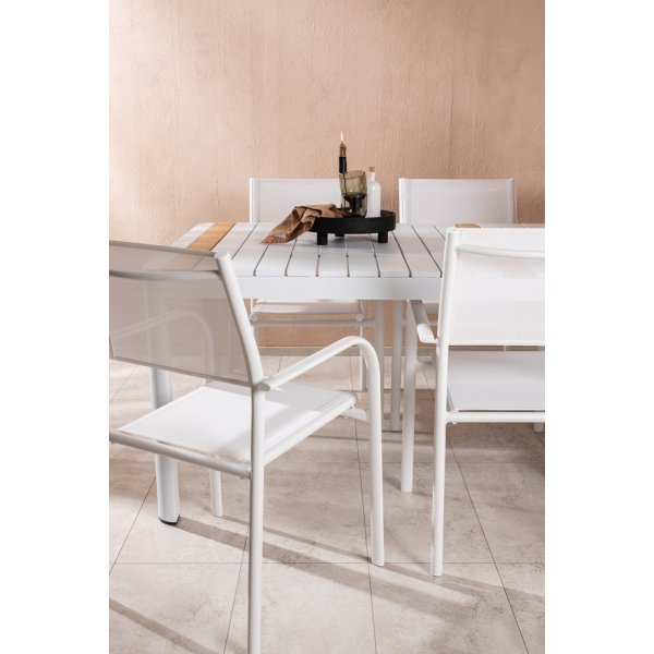 Togo utematgrupp med 6 st Santorini stolar - Teak/Vit