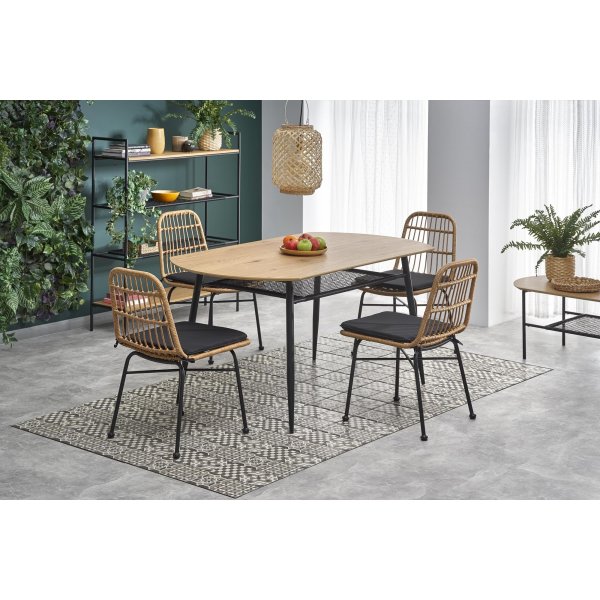 Table à manger Rankin 160 cm - Chêne/noir Table à manger Rankin 160 cm - Chêne/noir