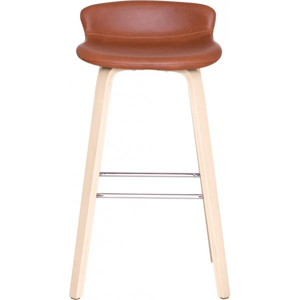 Tabouret de bar Aki / PU marron/chêne pigmenté blanc Tabouret de bar Aki / PU marron/chêne pigmenté blanc