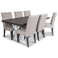 Ventos matgrupp inklusive 6 st Ventos matstolar i beige tyg Ventos matgrupp inklusive 6 st Ventos matstolar i beige tyg
